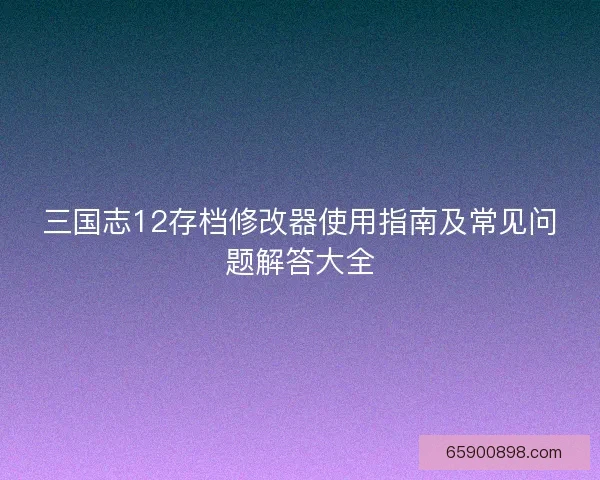 三国志12存档修改器使用指南及常见问题解答大全